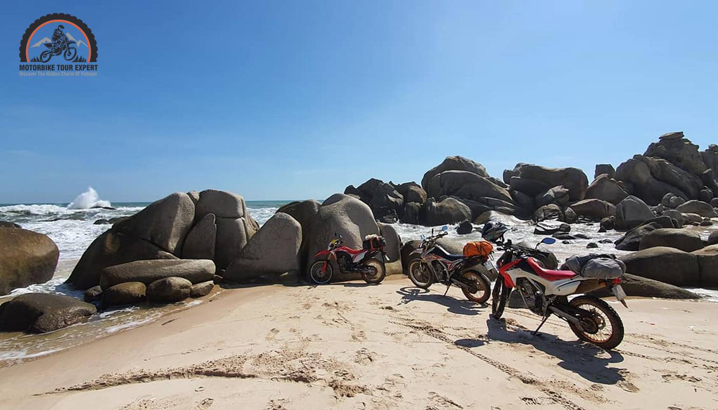 Riding on coastal roads in Vietnam