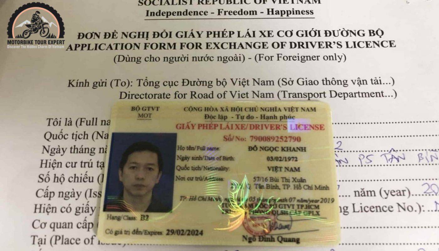 Application for exchange of motorbike driving license