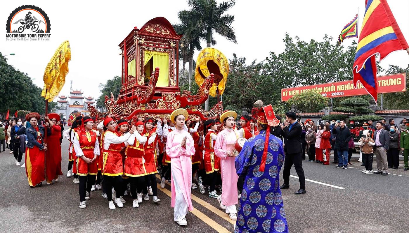 Rediscover heroic history through the Hai Ba Trung Me Linh temple festival