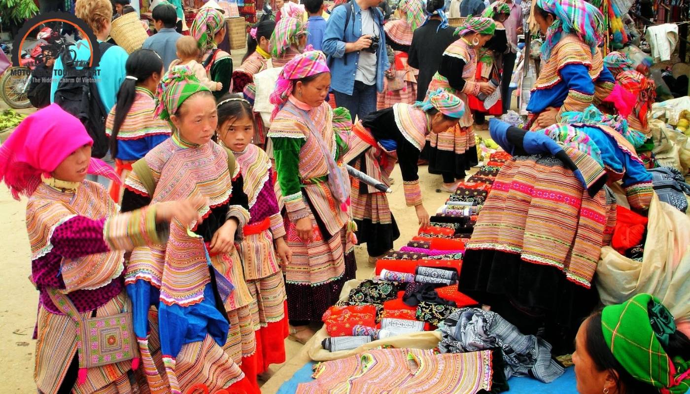 Bustling market with hundreds of stalls selling all kinds of goods, truly a lively destination in Sapa