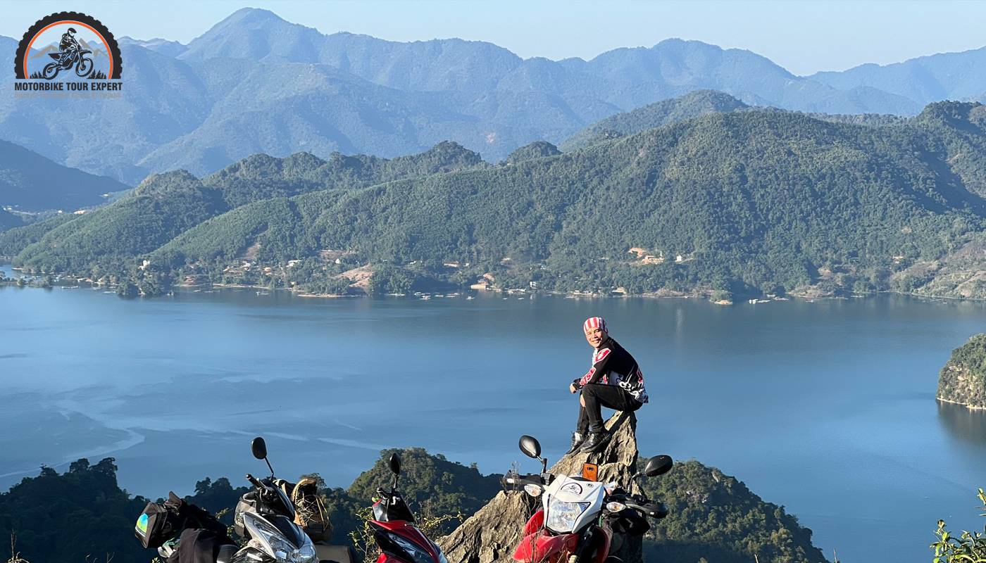 Traversing along the coastal roads in Halong Bay by motorbike