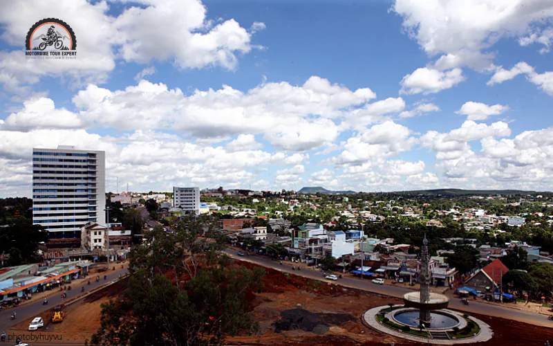 After leaving the bustling city of Pleiku, the Ho Chi Minh Road runs straight on toward Kon Tum