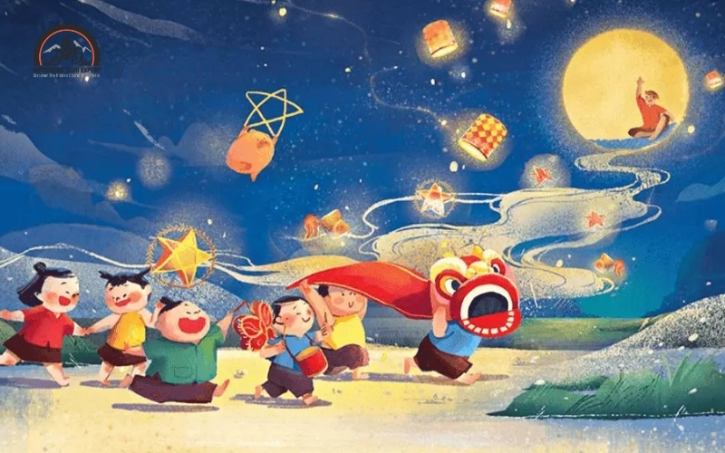 Children celebrating Mid Autumn Festival in Vietnam