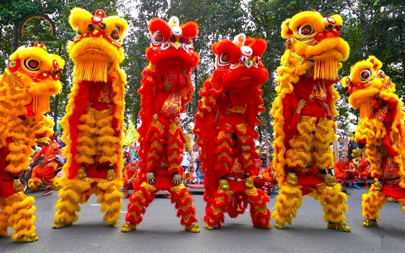 The lion dance is one of the most energetic and eye-catching performances