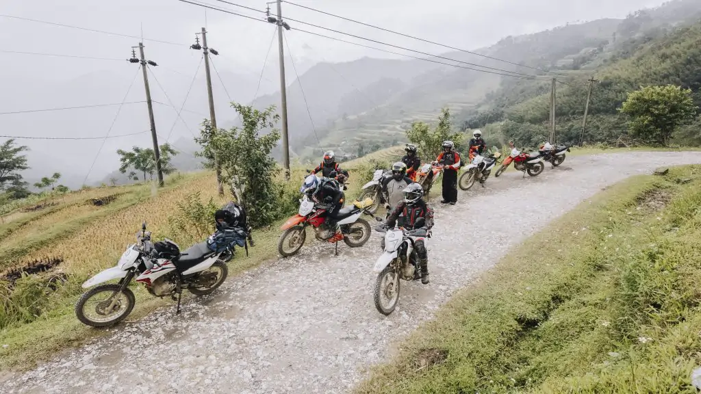 Shared group self-rider motorcycle tour in Vietnam offering riding freedom and professional support